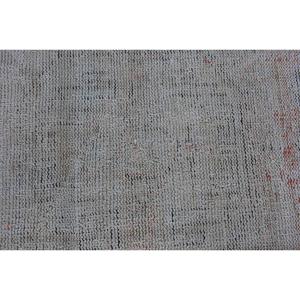 พรมวินเทจสไตล์ตุรกี ขนาด 3.8x8.6 ฟุต พรมขนสัตว์ลายตารางสีเทาแดง - Product Image 5