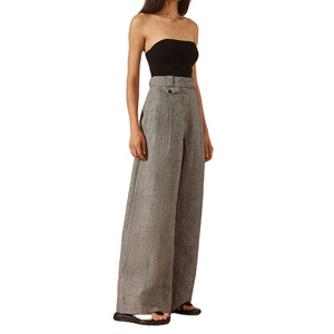 Mujer primavera nueva moda recta pierna ancha pantalones cómodos Vintage cintura alta transpirable cremallera trasera pantalones femeninos - Product Image 1