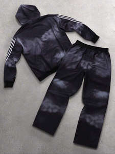 Custom 5 Stripes Boxy Fit Oversized Baggy Sweatsuit Sun Fade Wash Unisex Sudadera con capucha y pantalones de chándal Streetwear OEM ODM - Product Image 2
