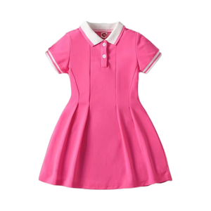 Vestido de Lona para Niñas, Estampado de Botones, 100% Algodón, Ecológico, de Secado Rápido, Transpirable, Colección Casual para el Regreso a Clases, de Bangladés - Product Image 1