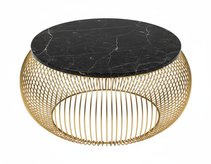 Round White Marble with <b>Iron</b> Frame Contemporary Home Decor <b>Lightweight</b> Durable for Office Use - Product Image 1