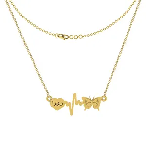 La migliore vendita personalizzata carina A-Z lettere iniziali fiocco con collane a farfalla donna argento Sterling gioielli alla moda regalo alfabeto