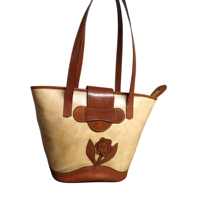 Sac à bandoulière portable en cuir bicolore de haute qualité, imperméable, avec motif floral en relief, fermeture auto-agrippante, pour usage quotidien