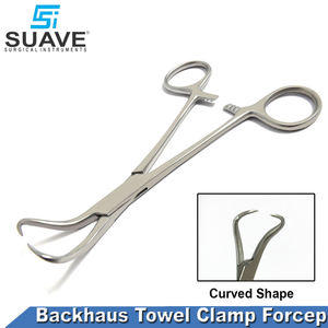Fórceps de abrazadera de toalla Backhaus quirúrgico 2024, recién llegado, Alicates de bloqueo curvos de 13,5 CMS por SUAVE SURGICAL INSTRUMENTS - Product Image 2