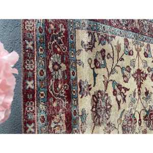 พรมวินเทจตุรกีขนาด 4.6x7.7 ฟุต พรมปูพื้น พรมลายจุดสีแดง - Product Image 4