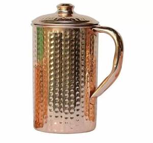 Rustic Handmade Copper Water Pitcher Vintage Antique Style Copper <b>Jug</b> for Home Kitchen Dining Table Water Serving and Decoration - Product Image 6