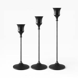 Bougeoirs à double bras de style branche noire moderne avec un design minimaliste sculptural pour salon contemporain - Product Image 6