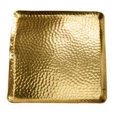 Bandeja de aluminio chapada en oro para servidores de alimentos, mesa de comedor para el hogar, bandeja de comida y postre, bandeja redonda de diseño de lujo con dos asas fuertes - Product Image 3