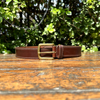 Sabuk Kulit Kerbau Coklat Vintage Berlubang dengan Gesper Persegi Paduan Seng Lebar 40mm Pola Geometris Tahan Lama Gaya Kasual Hip Hop