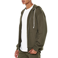 Sweat-shirts à capuche épais décontractés à fermeture éclair, à cordon de serrage, à épaules tombantes, à fermeture éclair intégrale, sweat-shirts à capuche pour hommes