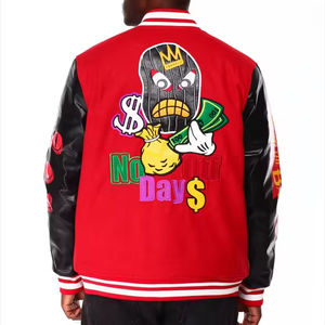 OEM Vintage de lana para hombre Letterman Varsity chaqueta personalizada de invierno bordado de cuero mangas soporte al por mayor personalizable Vintage - Product Image 3