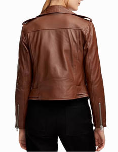 Ropa clásica para mujer 2025 Lady New Fashion Motorcycles Cafe Racer Chaqueta de cuero genuino para mujer - Product Image 3