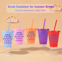 Gobelets en plastique en gros avec paille et couvercle, tasses réutilisables en PP avec logo personnalisé pour événements d'entreprise, cadeaux promotionnels