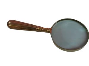 Antique 3 Inch Diameter Brass Ring <b>Magnifying</b> Glass with MOP Handle Flower Design <b>Reading</b> Aid - Product Image 4