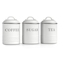 Juego de 4 Recipientes Herméticos de Vidrio con Tapa de Hierro Estándar para Almacenar Alimentos, Té, Café, Azúcar, Harina, Regalos, en Caja