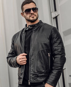 Chaqueta de Cuero de Moda para Hombre, Alta Calidad, Venta al por Mayor, Tallas XS-XXL, Estilo Urbano, Piel de Vaca, Lona Lisa Teñida, Cierre de Cremallera Frontal - Product Image 1