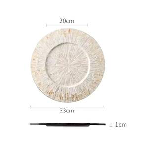 Estilo europeo BOHO madre perla incrustaciones nácar cargador de madera placas rústicas comedor fiesta vajilla decoración con diseño bohemio - Product Image 1