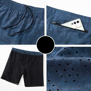 New Mesh Ribbed Gym Knee Length Women Athletic 5 Inch Mens <b>With</b> <b>Zipper</b> <b>Pockets</b> Running <b>Shorts</b> 2 in 1DDP shipping - Product Image 5