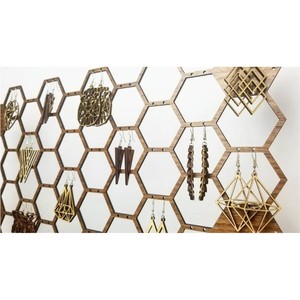 Soporte de madera para joyas, pendientes de pie con acabado Natural, 55 pares, organizador de pendientes - Product Image 4