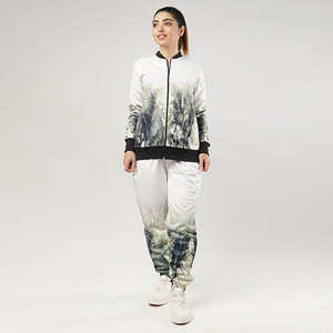 Full Zip Up <b>Women</b> Polyester Fleece Tracksuit Sportswear Jogger Sweatsuit <b>Women's</b> Tracksuit at Wholesale with sublimation design - Product Image 5