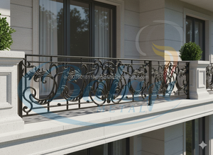 Barandilla de Metal Gris Pulido, Balaustrada Moderna de Hierro Fundido para Balcón, Resistente al Óxido y al Agua, Sin Marco, para Uso Residencial - Product Image 2