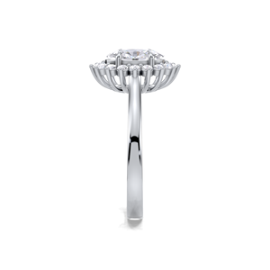 Anillo de Compromiso de Lujo con Doble Halo de Diamantes de 1.50ctw en Plata de Ley 925 |   Anillo de Boda Redondo con Diseño de Rayos de Sol Brillantes - Product Image 3