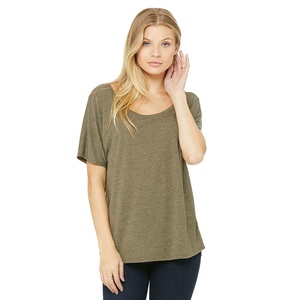 Bella Canvas Eco-friendly Mujer Carbón Negro para Triblend Slouchy Camiseta Último Color Sólido Festival Scoop Neck Beading - Product Image 4