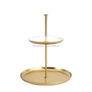 Bandejas doradas de calidad Premium, soporte de pastel real más de tendencia, soporte de pastel de lujo para exhibición de Brownie de frutas de 2 niveles para boda - Product Image 5