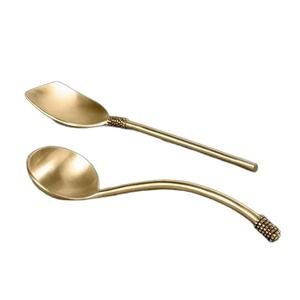 Cuillères de service de luxe en acier inoxydable or disponibles au prix de gros du fabricant indien (lot de 3) pour buffet - Product Image 2