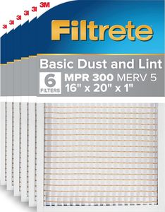 แผ่นกรองอากาศ Filtrete ขนาด 16x20x1 นิ้ว MERV 5, แพ็ค 6 ชิ้น สำหรับเครื่องปรับอากาศและเครื่องทำความร้อน HVAC, MPR 300 ป้องกันฝุ่นละอองขั้นพื้นฐาน - Product Image 4