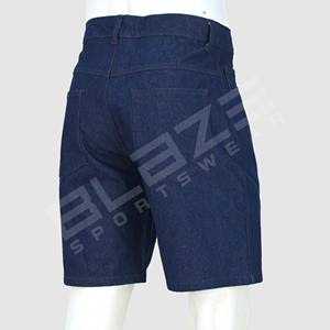 เสื้อสำหรับผู้ชายกางเกงยีนส์ลายตารางยาวถึงเข่าสีฟ้าแนวสตรีทแบบสั่งทำโลโก้เบาๆเย็บปะติดกระเป๋ากลางเอว - Product Image 2