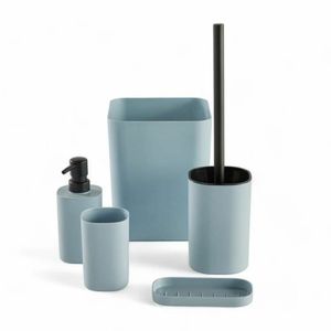 Juego de Accesorios de Baño de Plástico Azul Moderno TODAY HOY, Colección de 5 Piezas de Accesorios de Baño Contemporáneos - Product Image 4