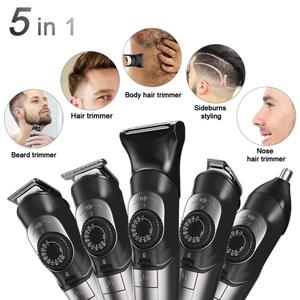 Kit de Afeitado 5 en 1 para Hombre, Recargable por USB, Inalámbrico, para Recortar el Cabello, Bigote y Nariz, con Cuchillas de Acero Inoxidable, Enchufes US y UK - Product Image 2