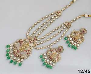 Most Trendy <b>Women</b> Jewellery <b>For</b> Indian Wedding Function CZ Stone Studded With Antique Gold Plated <b>Long</b> Necklace And <b>Earrings</b> Set - Product Image 4