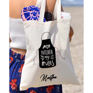 Sacs fourre-tout en coton avec design « Ma cuisine, mes règles », collection exclusive inspirée de la boulangerie - Product Image 3