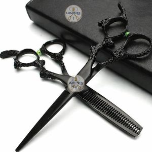 Ciseaux de coiffure professionnels pour la coupe et l'éclaircissage des cheveux, en acier inoxydable (acier japonais 420), poignée courte pour droitiers - Product Image 1