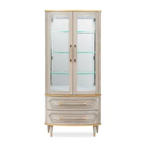 Vetrina Decorativa Contemporanea Charles - Finitura Grigio Tortora e Accessori in Ottone - Product Image 2