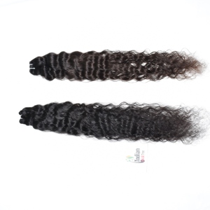 Vendeur en gros Remy Natural Bundle Cuticule alignée Noir Bouclés Vierge Temple Indien Machine Double Trame Extensions de Cheveux Humains - Product Image 2