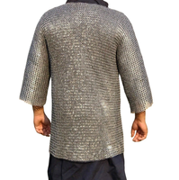Haut de gilet en maille de fer à anneaux rivetés plats en acier doux, armure de chevalier viking, costume historique, armure de reconstitution artisanale
