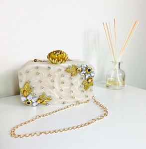 Elegant <b>Bridal</b> Clutch Purse Resin Crystals Mother Pearl for Bridesmaids Stylish <b>Handbag</b> for Wedding Events Party Fashion - Product Image 4