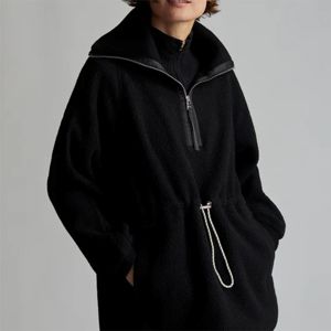 Veste Sherpa confortable pour femmes avec fermeture à demi-zip et col haut parfaite pour le confort par temps froid - Product Image 5