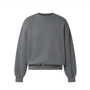 Personnalisé gris surdimensionné col rond sweat hommes Streetwear goutte épaule coton polaire pull décontracté blanc hiver haut - Product Image 1