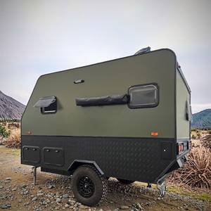 Mini-caravane moderne en aluminium, design tout-terrain étanche, cuisine coulissante, suspension indépendante, pour 4 personnes - Product Image 2