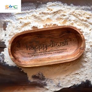 Happy Diwali Gravé Grand Bol Diwali Party Table Top Décoration Unique Design Cadeau Plateau De Service - Product Image 5