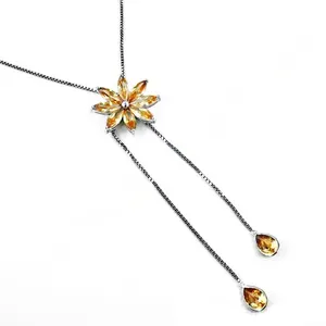 Collar de Plata 925 con Cristal y Colgante de Flor de Citrino para Mujer - Product Image 2