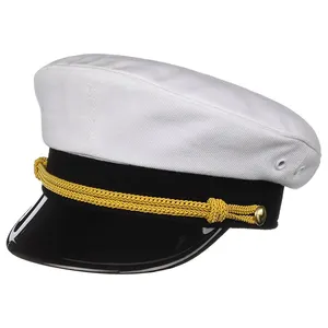 马德里批发定制军官海军帽头戴批发军官海军帽，带金条徽章金条遮阳帽和头带