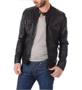 Servicio MOQ bajo Chaquetas de cuero para hombre Casual Street Winter Season Wear Chaquetas de cuero con cremallera de vaquero de piel de oveja - Product Image 6