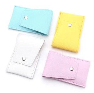 Alicates para cejas de acero inoxidable con logotipo personalizado de alta calidad, pinzas para Borde de cuchillo con punta plana biselada, bolsa de cuero PU para pestañas - Product Image 6