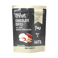Sachet refermable à fermeture éclair pour dattes au chocolat, emballage alimentaire en plastique mat de qualité alimentaire, personnalisable et imprimable