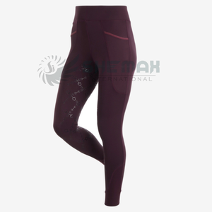 Medias de equitación Ecuestre para damas de cintura alta estiramiento Flexible que absorbe la humedad tela ligera con agarre de asiento completo para la venta - Product Image 1